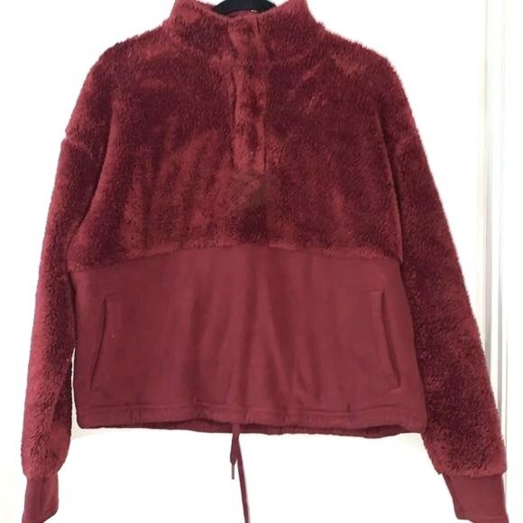 All In Motion Womens Sherpa Pullover Fleece Burgundy Medium - Picture 1 of 10